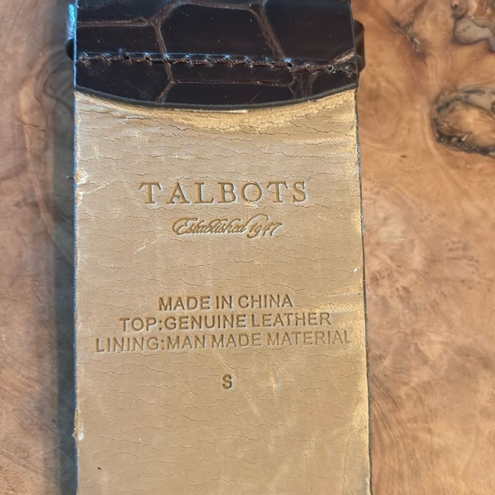 Talbots Crocodile Pattern Leather Belt - Dark Brown - Small - Picture 2 of 5